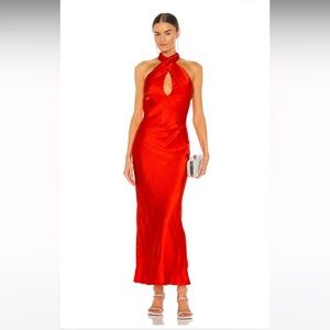 Bardot Claudia Bias Cut Dress in Lipstick Red